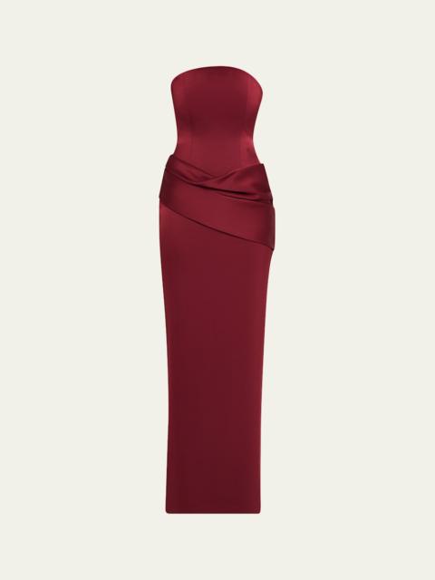 ALEX PERRY Strapless Corset Draped Column Gown