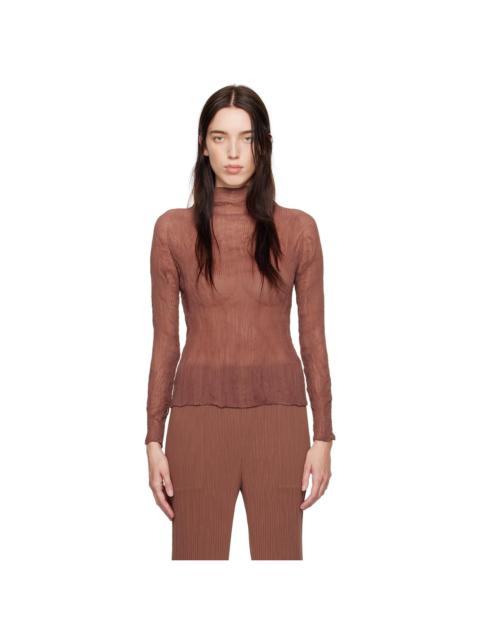 ISSEY MIYAKE Brown Chiffon Twist 2 Turtleneck