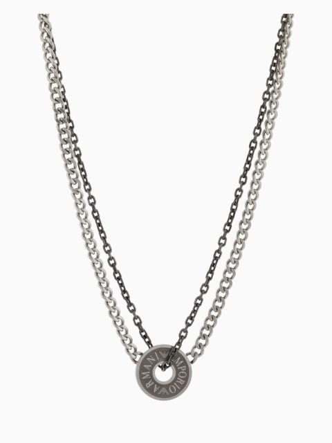 EMPORIO ARMANI STAINLESS STEEL AND IP GUN-PLATING CHAIN NECKLACE