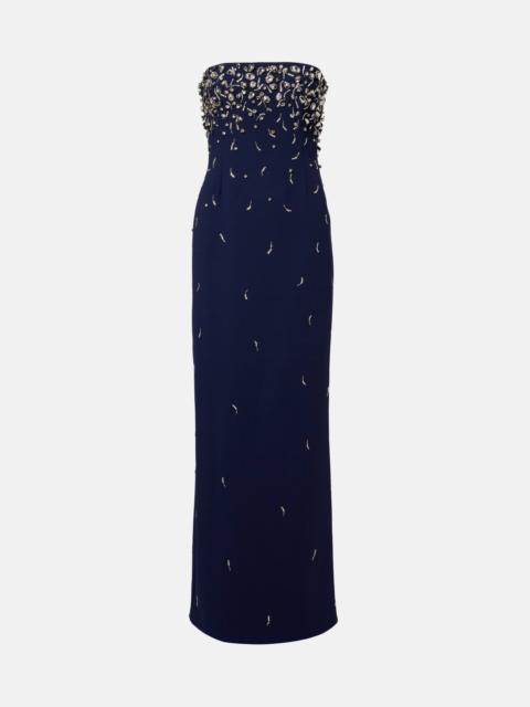 Reign embellished crêpe bustier gown