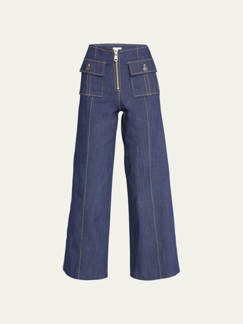 Cinq à Sept Azure Wide-Leg Stitched Pants