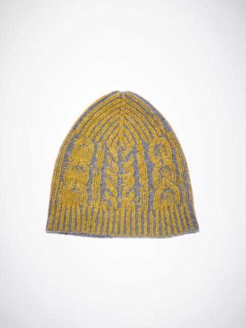 Acne Studios Ink print cable knit beanie - Oil yellow
