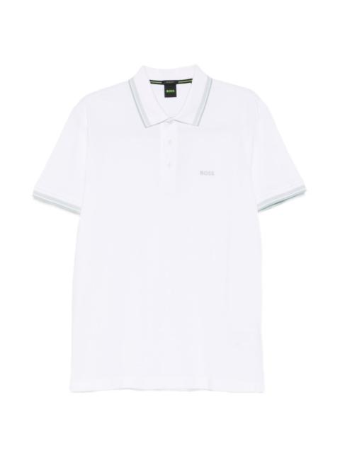 BOSS striped-collar polo shirt