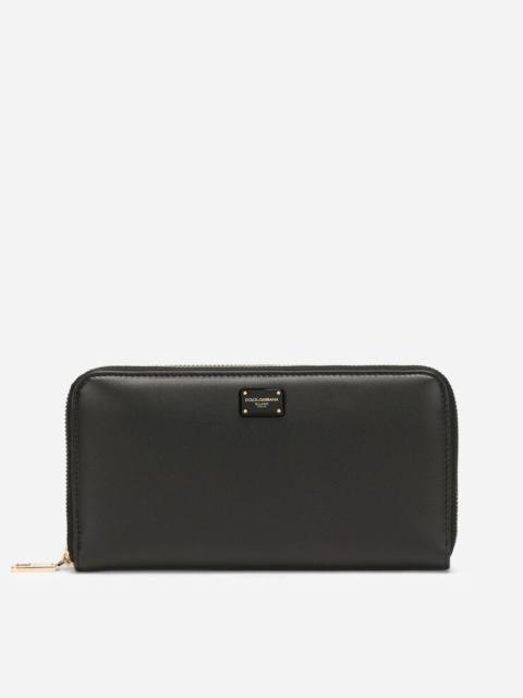 Dolce & Gabbana Calfskin zip-around wallet with branded plate