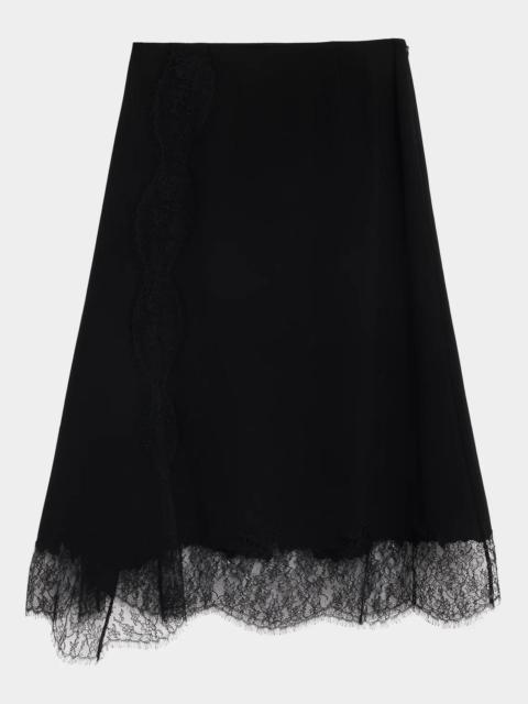 Lafayette 148 New York Lace-Trim Finesse Crepe Midi Skirt