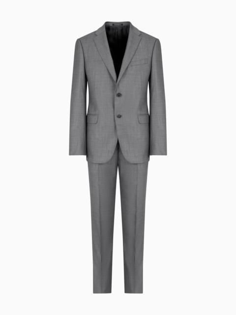 EMPORIO ARMANI Single-breasted slim-fit suit in a silky-finish grisaille