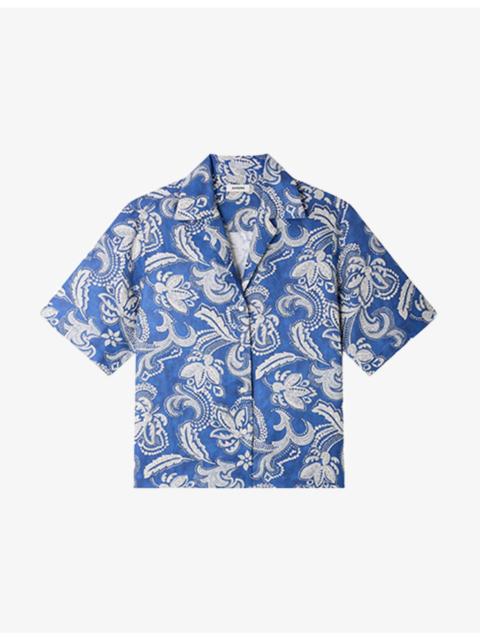 Sandro Floral-Print Relaxed-Fit Woven Shirt