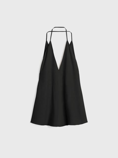 Double-halter silk top black