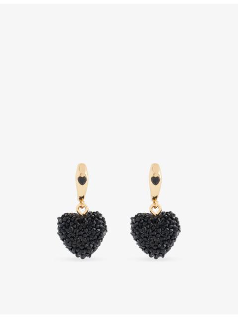 CRYSTAL HAZE Mini Jelly Heart 18ct Yellow-Gold Plated Brass And Cubic-Zirconia Hoop Earrings