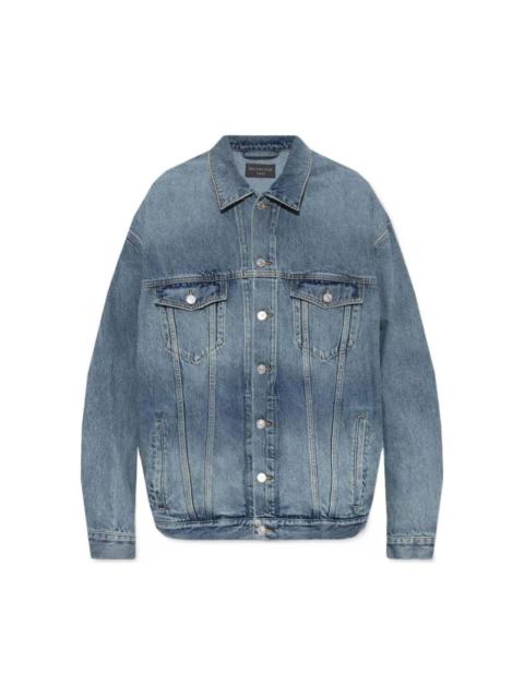 BALENCIAGA Balenciaga 'Bleached-Effect' Denim Jacket (Blue)