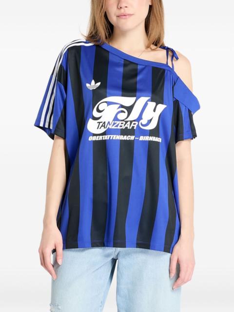 adidas striped off shoulder jersey