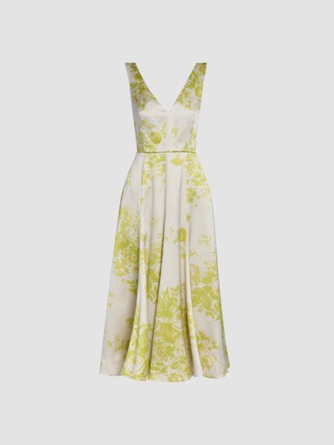 Erdem FLORAL PRINT DUCHESS FIT AND FLARED DRESS