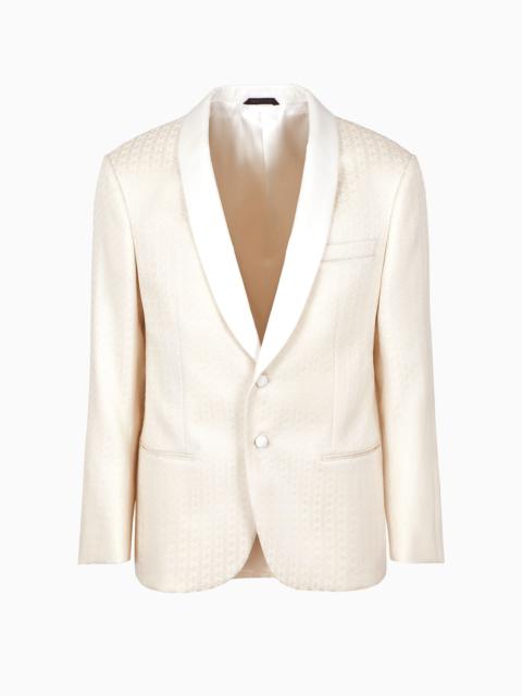 GIORGIO ARMANI Soho line single-breasted tuxedo jacket in jacquard fabric