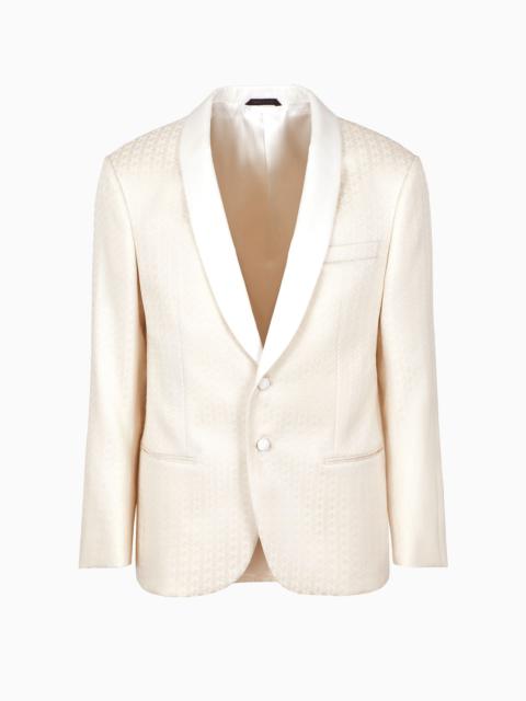 Soho line single-breasted tuxedo jacket in jacquard fabric