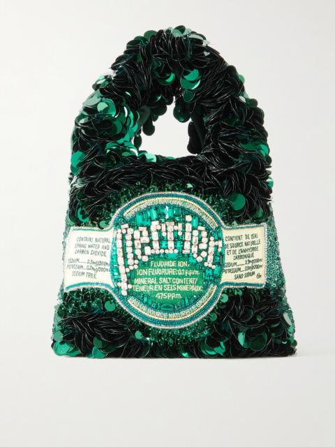Anya Hindmarch Perrier Embellished Embroidered Recycled-satin Tote