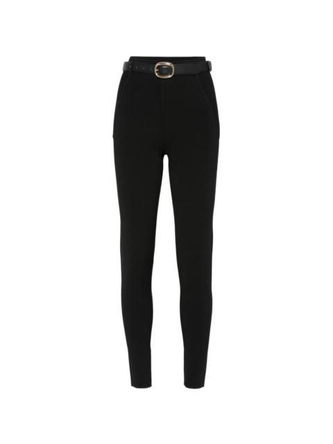 self-portrait belted skinny-cut trousers