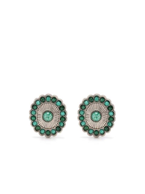 Roberto Cavalli gemstone shield cip-on earrings