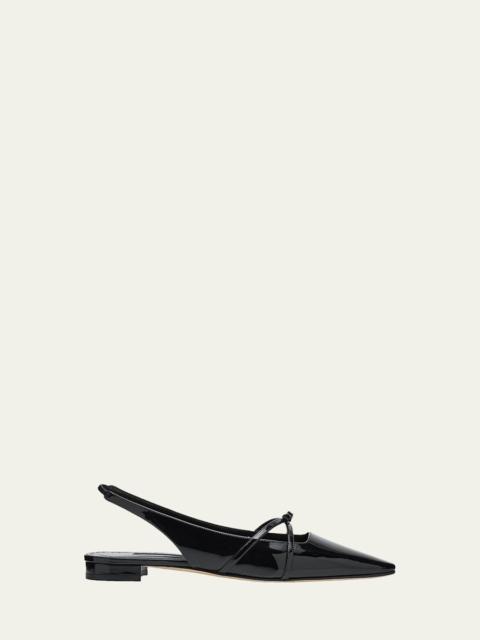 Manolo Blahnik Daria Patent Leather Slingback Ballerina Flats