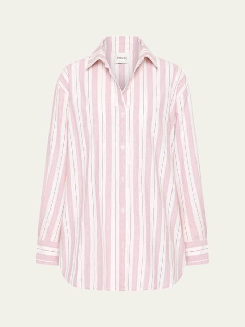 POSSE Lena Striped Button-Front Shirt