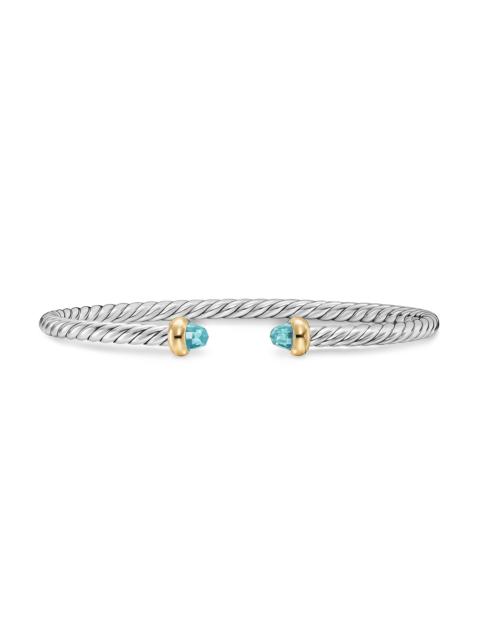 DAVID YURMAN Women's Micro Cable Flex Teen Bracelet in Sterling Silver - Aquamarine