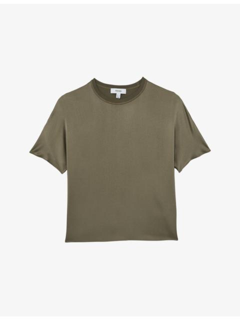 REISS Lena Short-Sleeve Silk Top