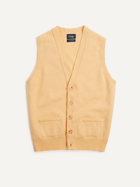 Drake's Yellow Lambswool Sleeveless Cardigan