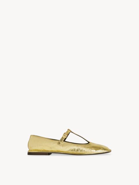 The Row Square T-Strap Flat in Leather