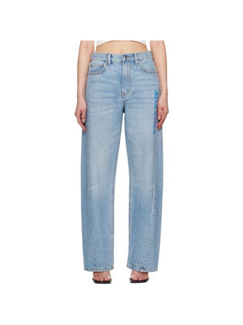 Alexander Wang Indigo Logo Mesh Back Balloon Jeans
