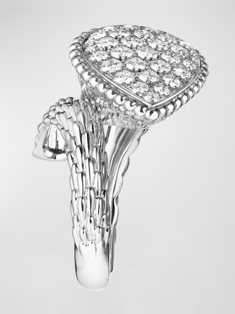 Boucheron White Gold Large Serpent Boheme Ring with Diamonds