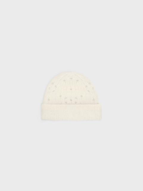 CELINE beanie in fair isle alpaca wool pointelle