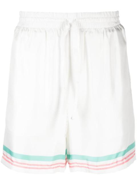 CASABLANCA Tennis Club Icon silk track shorts