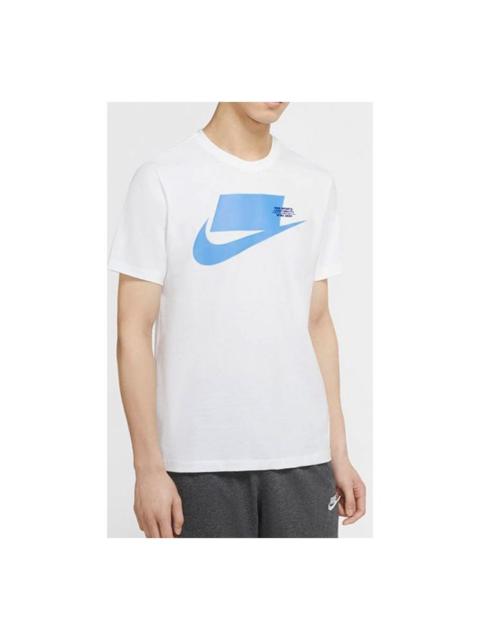 Nike Sportswear Chest Large Printing Short Sleeve White Blue CK2227-101