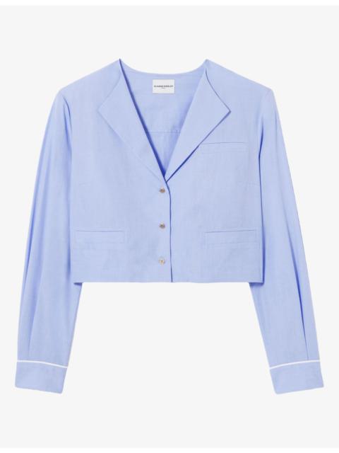 Claudie Pierlot Long-Sleeved Cropped Cotton-Poplin Shirt
