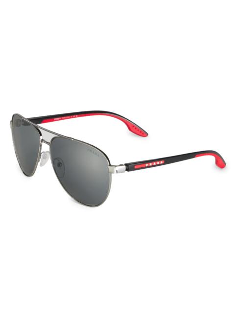 Prada Men's 61MM Metal Pilot Sunglasses - Gunmetal