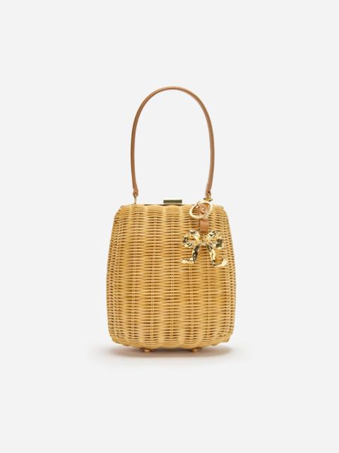 self-portrait Brown Rattan Bag With Keychain