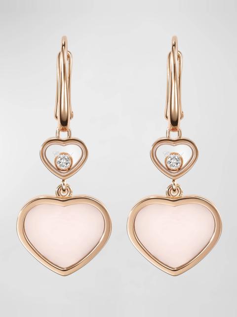 Chopard Happy Hearts 18K Rose Gold Pink Opal & Diamond Earrings