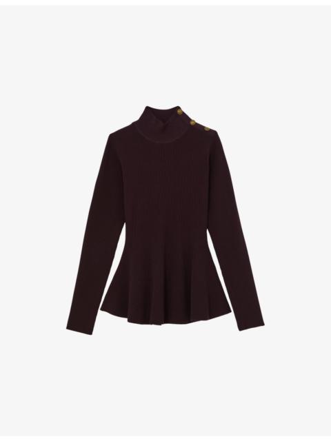 REISS Isabella Peplum-Hem Stretch-Knit Top