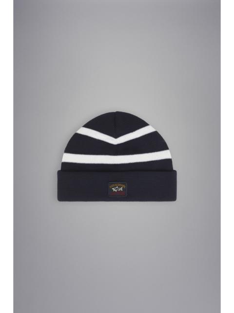 Paul & Shark WOOL BEANIE WITH ICONIC BADGE