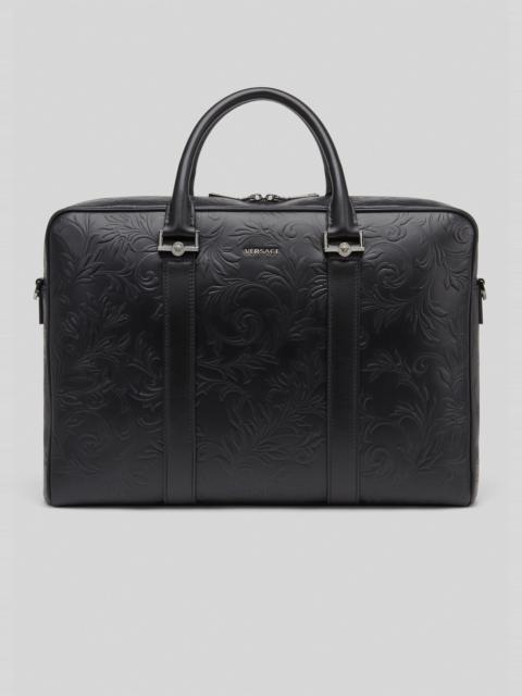 VERSACE Embossed Barocco Leather Briefcase