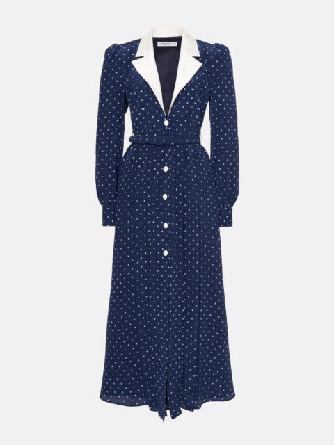 Alessandra Rich POLKA DOT PRINT DRESS WITH MIKADO COLLAR AND BELT