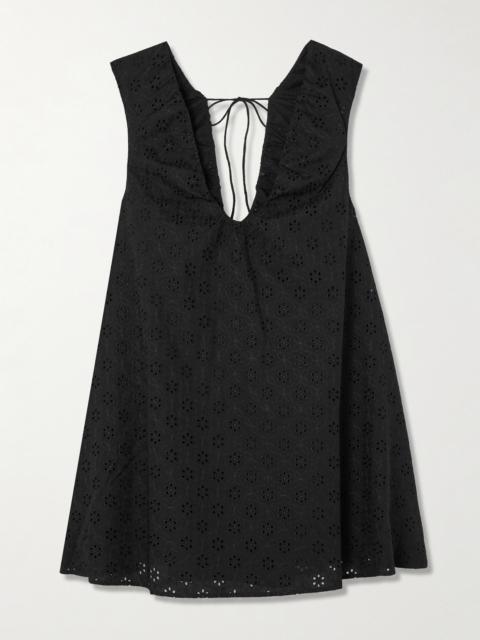 FAITHFULL Juana Tie-detailed Broderie Anglaise Mini Dress