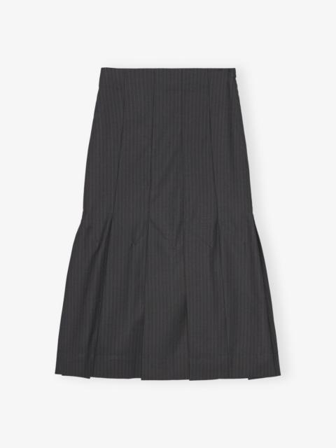 DARK GREY STRIPE SUITING MIDI SKIRT