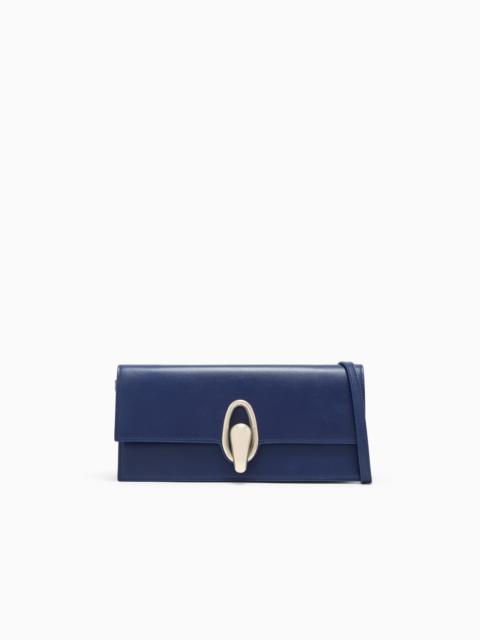 GIORGIO ARMANI ACCORDION CLUTCH IN POLISHED LEATHER WITH A SHOULDER STRAP