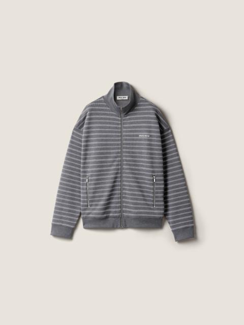 Miu Miu Striped cotton fleece jacket