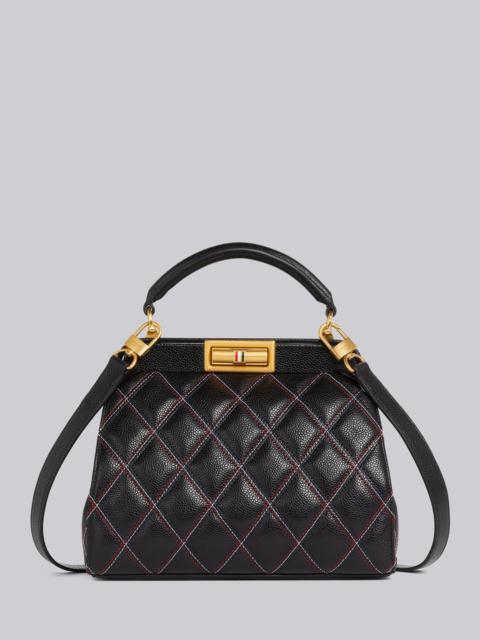 Thom Browne Black Quilted Caviar Agneau Leather Small Doctor Bag