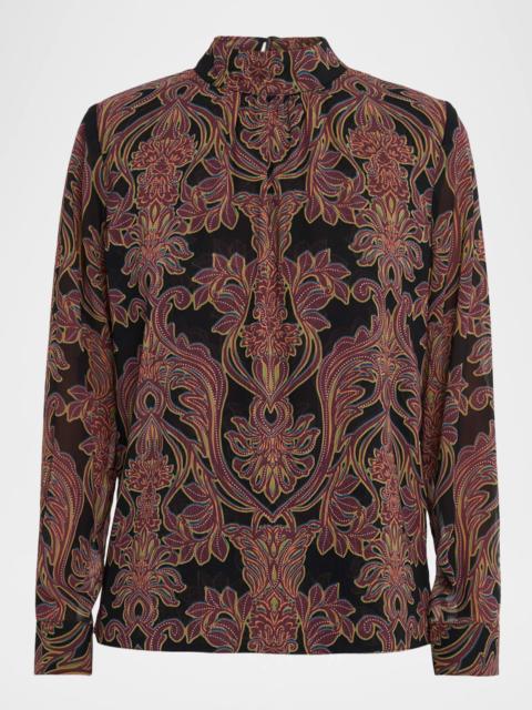 MISA Studded Flora Annie Mock-Neck Blouse