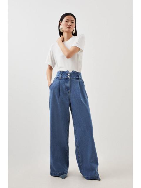 KAREN MILLEN Petite Denim Wide Leg Trousers