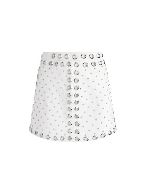 Alice + Olivia RILEY A-LINE EMBELLISHED LEATHER SKIRT