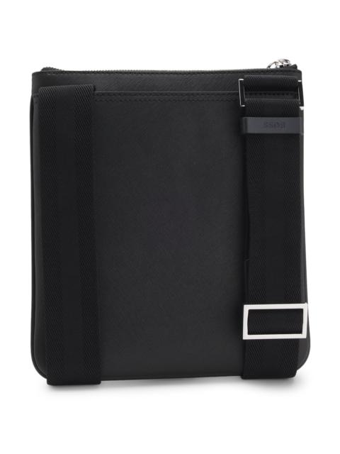 BOSS STRUCTURED ENVELOPE BAG WITH SILVER-TONE LOGO LETTERING