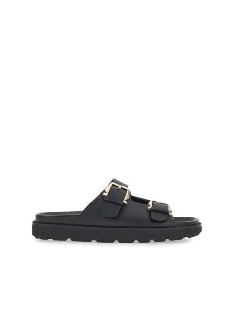 FERRAGAMO double-buckle leather sandals